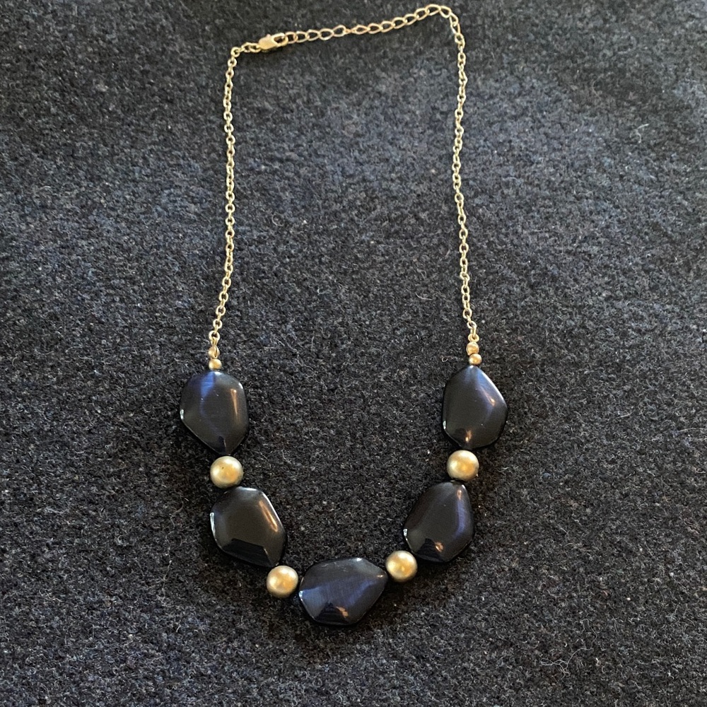 Elegant Navy and Gold Adjustable Length Necklace